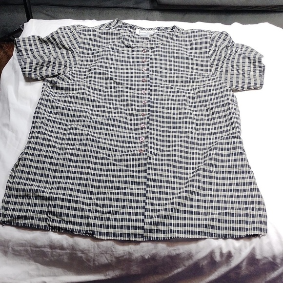 Fitting Image women's short sleeved button down blouse size 14/16 - Picture 1 of 11